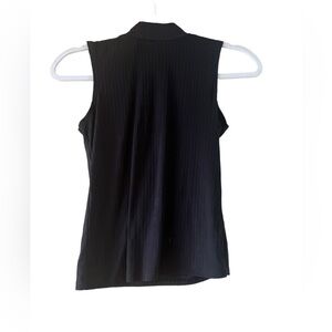 One Step Up Black Sleeveless Mock Turtleneck Ribbed Knit Top‎